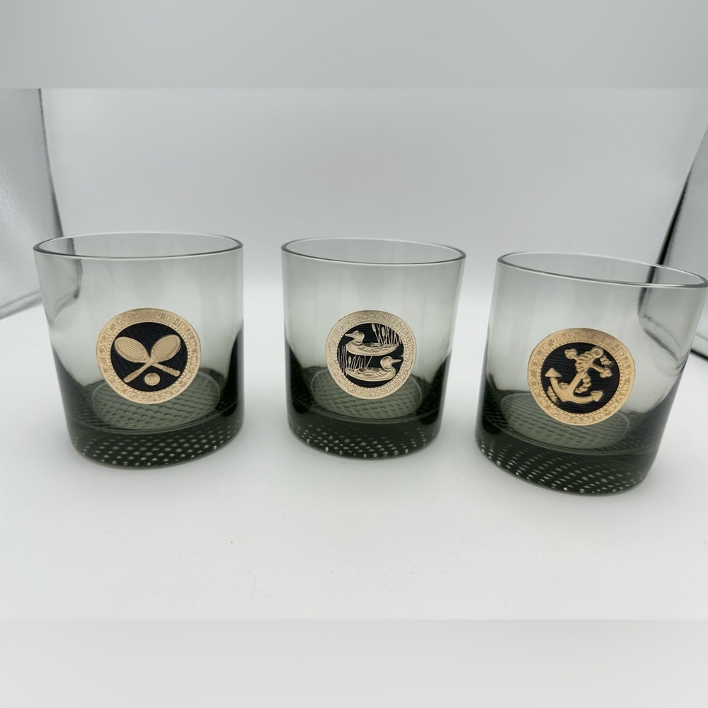 Old Grand Dad Whiskey Glass Set of 3 - Tennis, Duck, Anchor